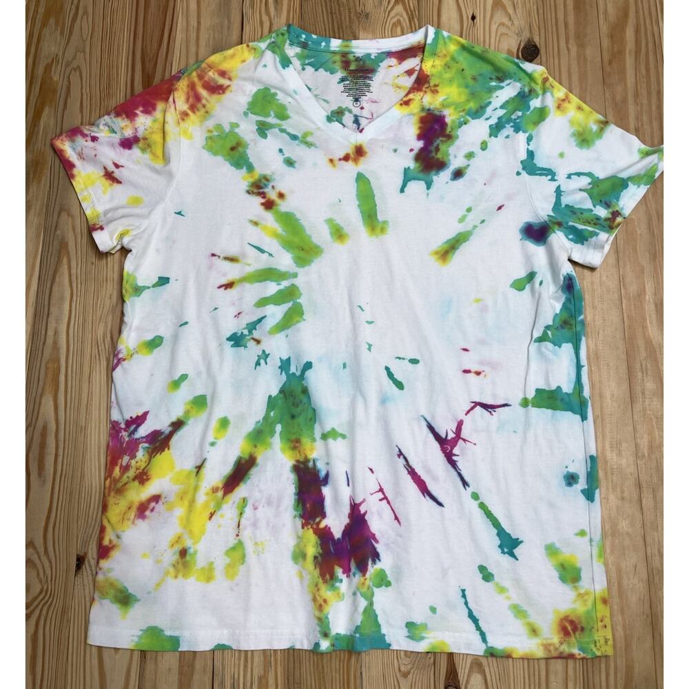 Goodfellow & Co Tie Dye T-Shirt Multi Color White Casual Summer Cotton Tee XL